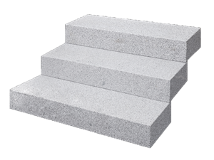 Blocs marches en granite Silver Classico avec fond vide