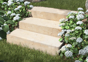 Blocs marches en pierre calcaire Cremona avec jardin